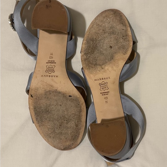 Margaux Blue Satin City Sandal with Crystal Buckle Size 42 - Picture 2 of 3